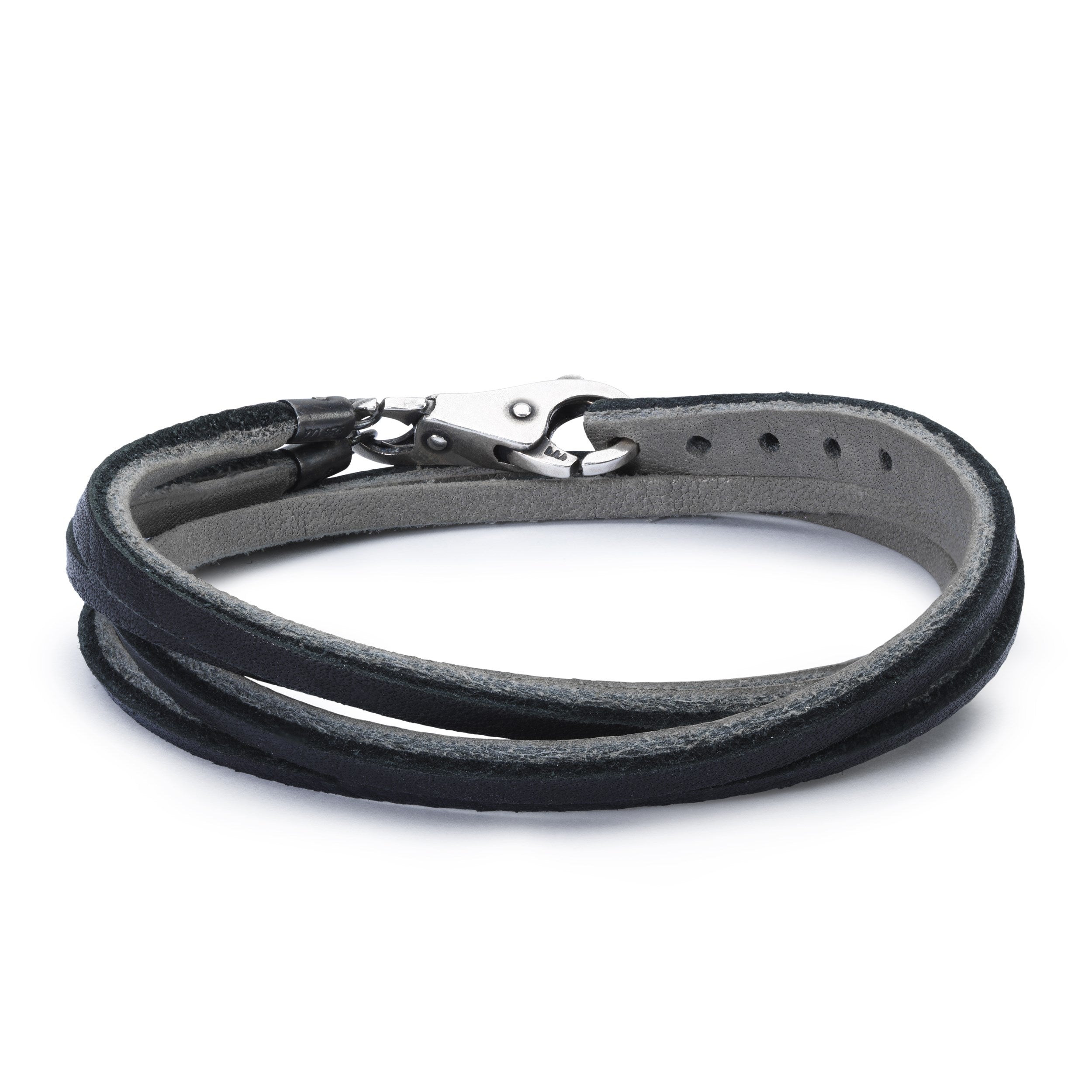 Leather Bracelet, Black/Grey