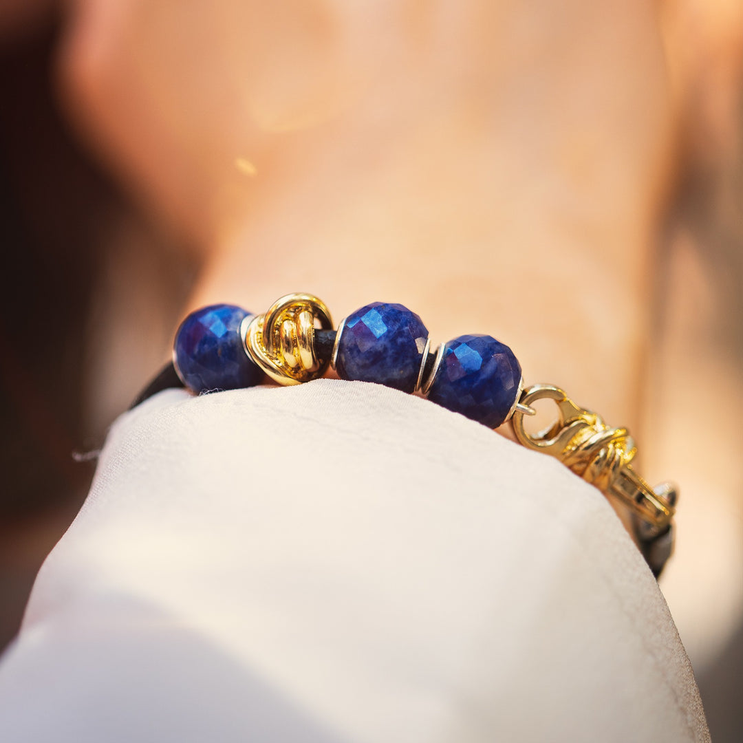 Round Blue Sodalite Facet Bead