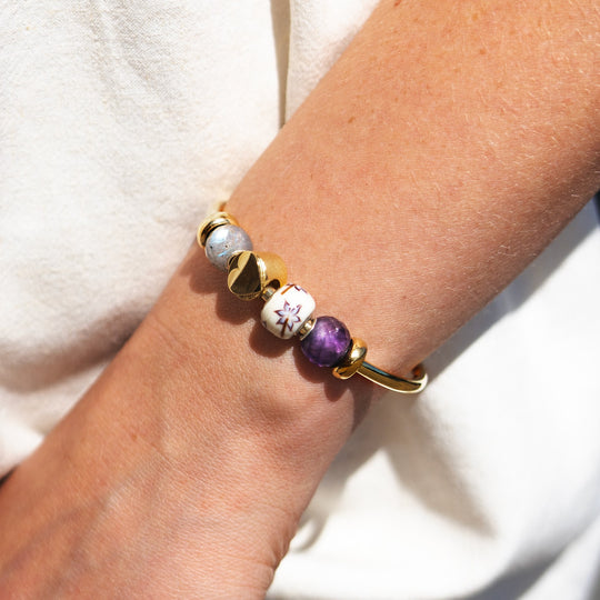 Round Amethyst Facet Bead