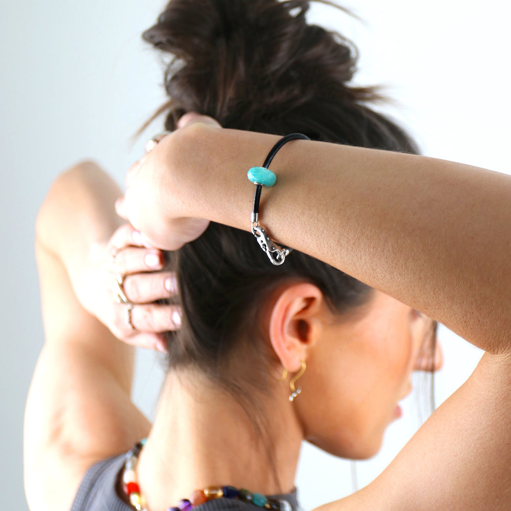 Amazonite Leather Bracelet