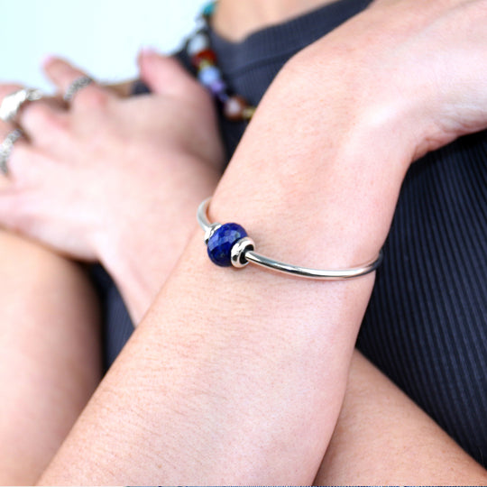 Lapis Lazuli Silver Bangle
