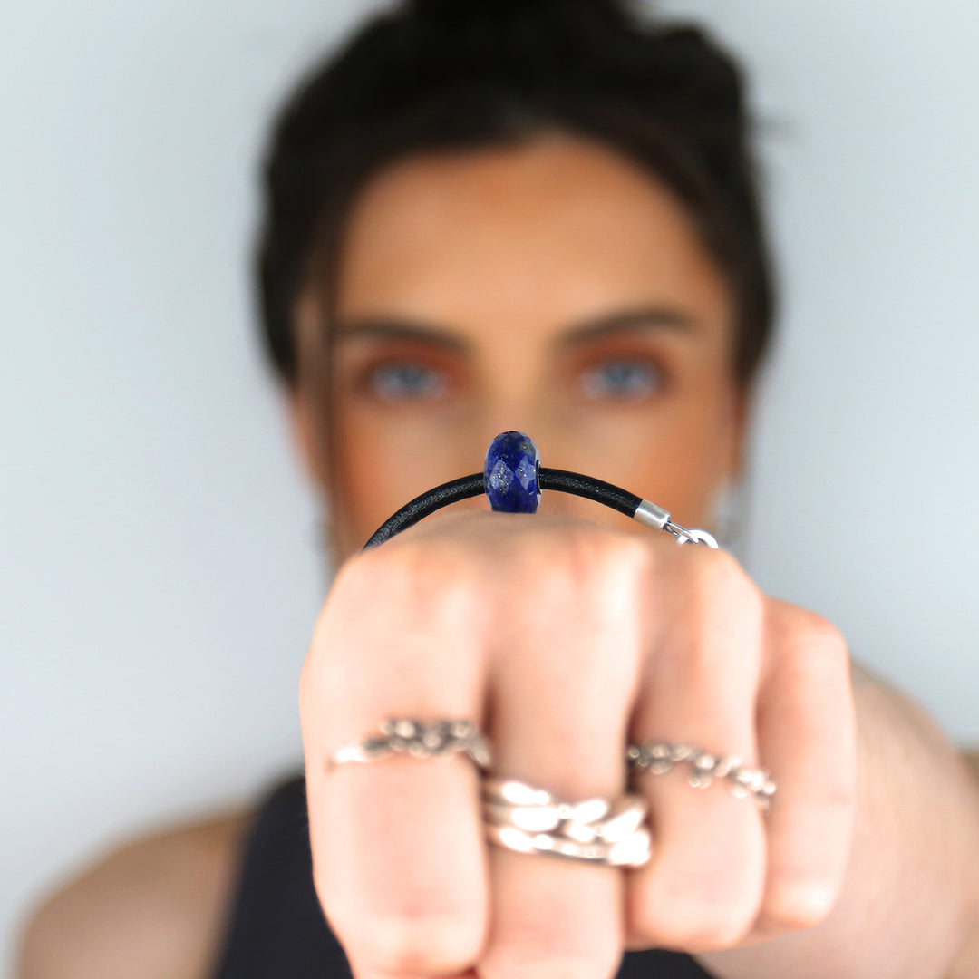 Lapis Lazuli Leather Bracelet