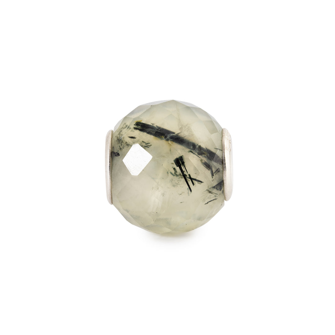 Round Prehnite Facet Bead