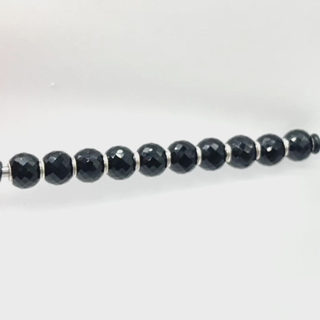 Round Black Onyx Facet Bead