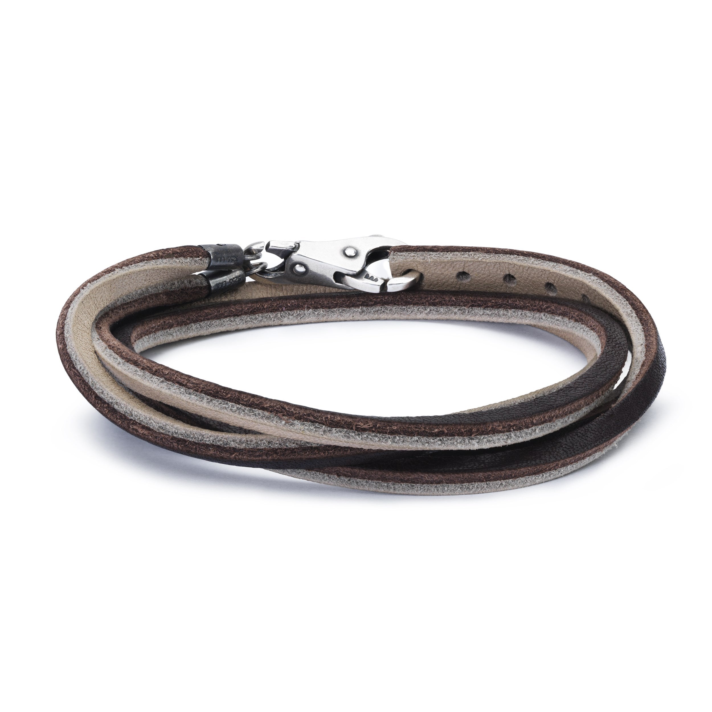 Leather Bracelet, Brown/Light Grey