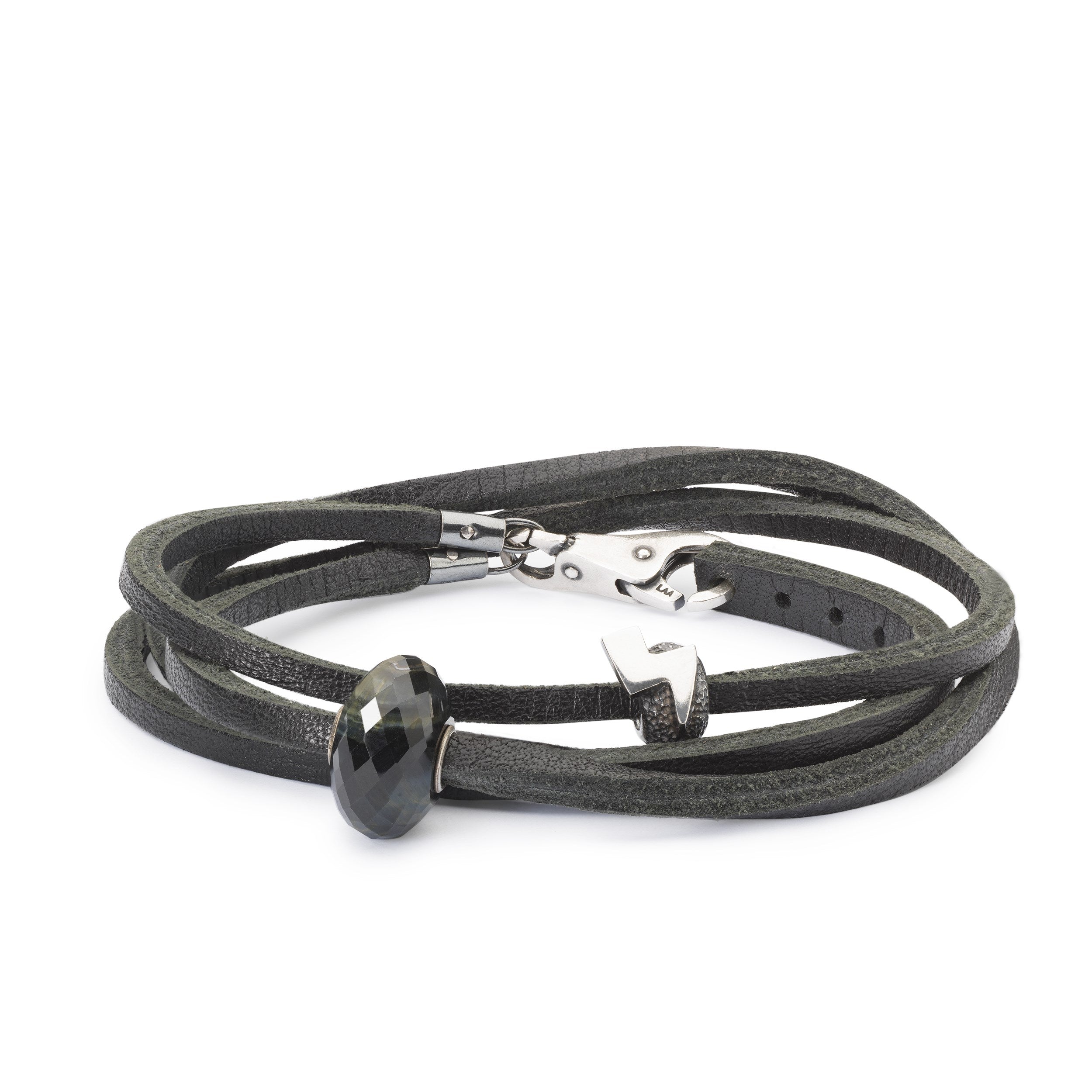 Leather Bracelet, Black/Silver